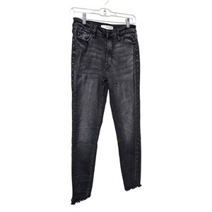 Kancan side stud ankle skinny jeans black